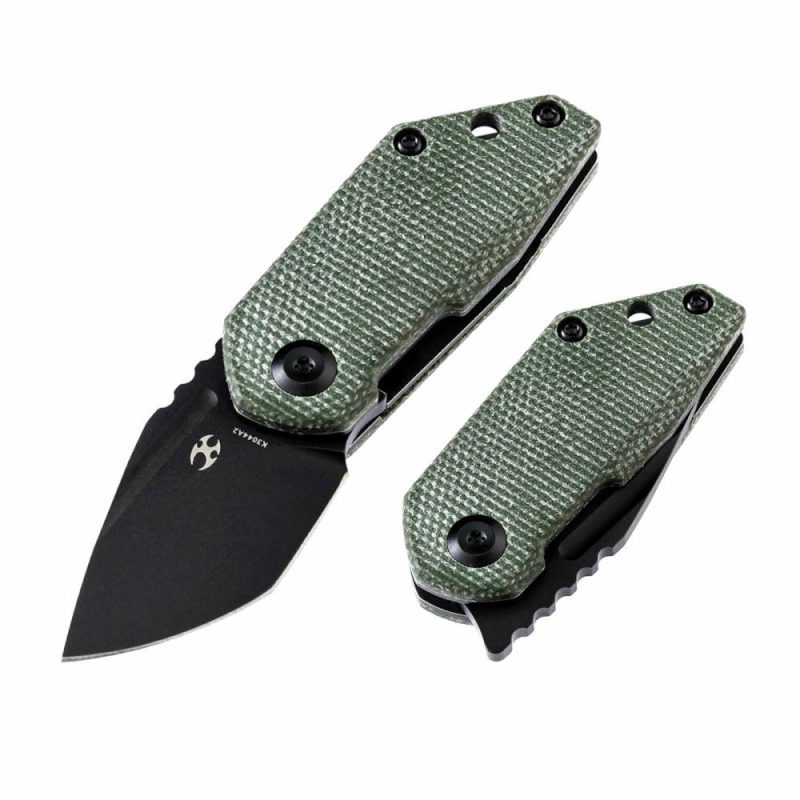 RIO Flipper Knife Green Micarta Handle (1.56” M390 Blade)4T5 Design-K3044A2 | Folding Pocket Knives