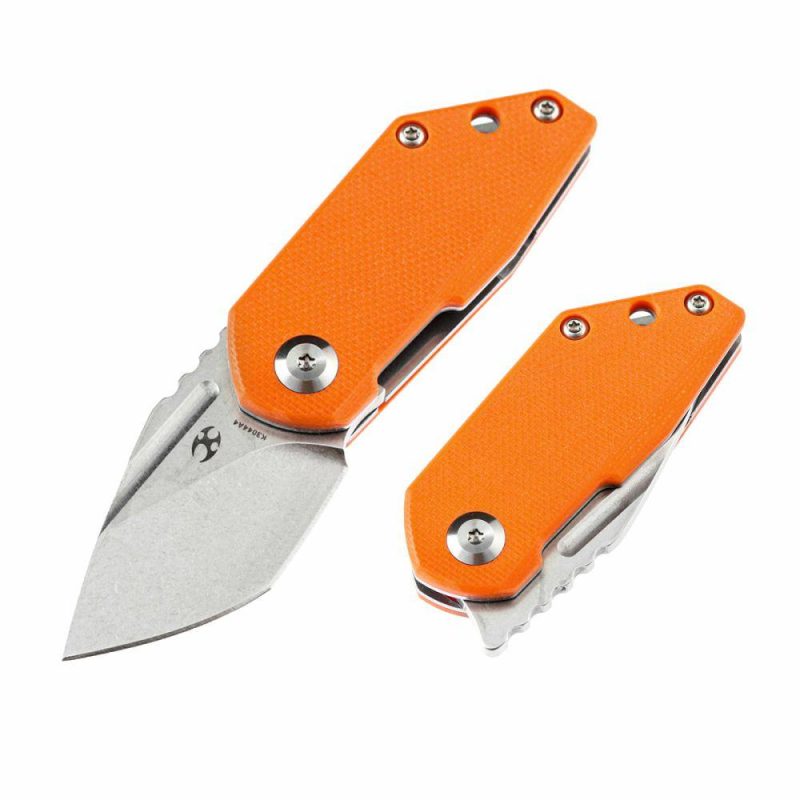 RIO Flipper Knife Orange G10 Handle (1.56” M390 Blade)4T5 Design-K3044A4 | Folding Pocket Knives