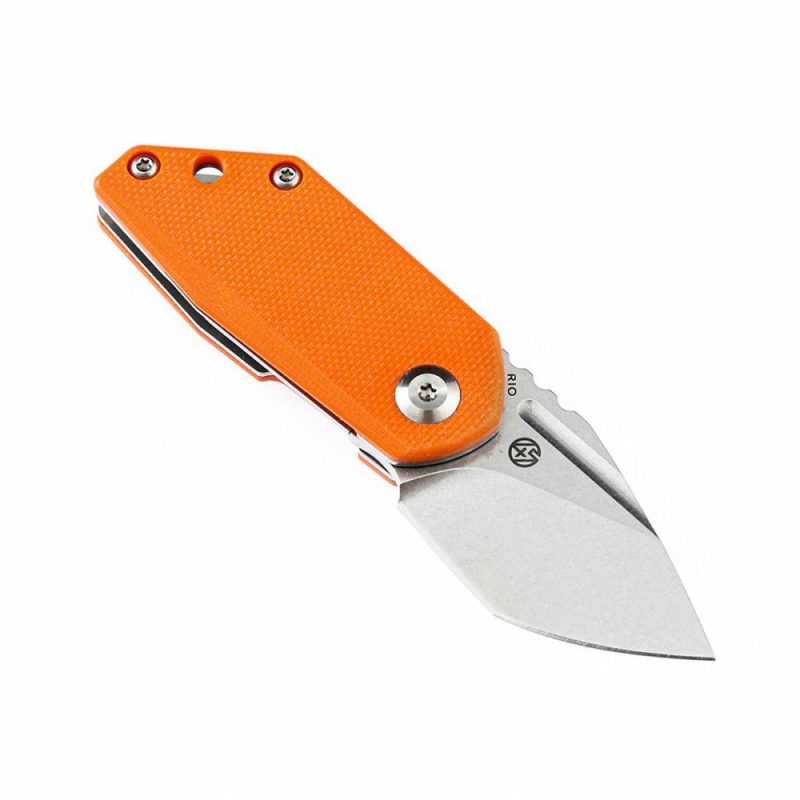 RIO Flipper Knife Orange G10 Handle (1.56” M390 Blade)4T5 Design-K3044A4 | Folding Pocket Knives