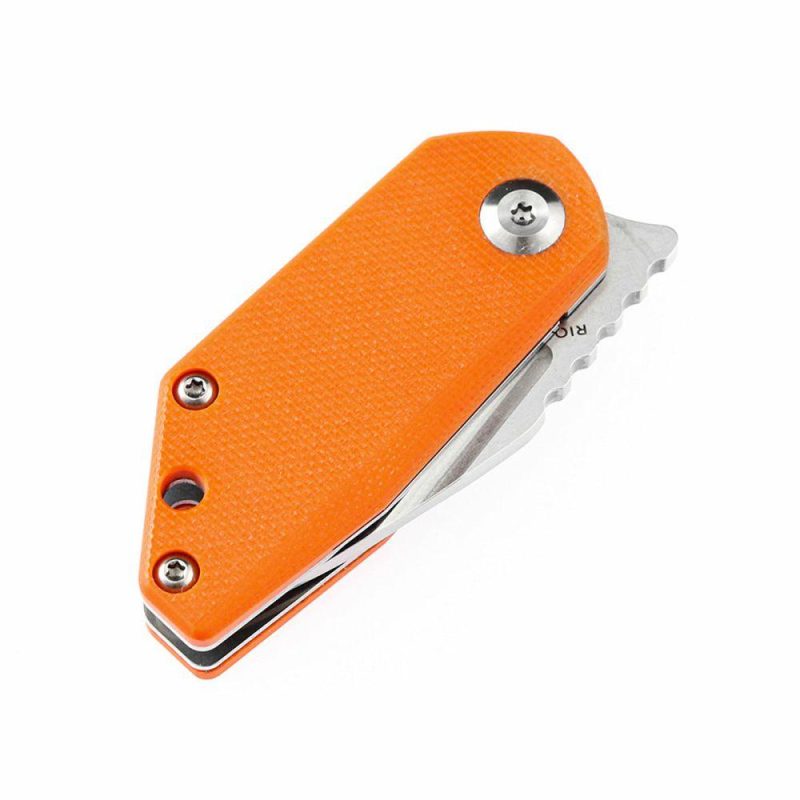 RIO Flipper Knife Orange G10 Handle (1.56” M390 Blade)4T5 Design-K3044A4 | Folding Pocket Knives