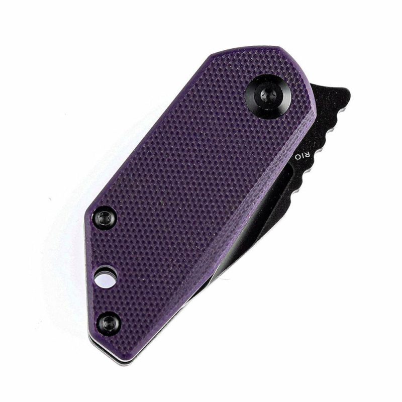 RIO Flipper Knife Purple G10 Handle (1.56” M390 Blade)4T5 Design-K3044A5 | Folding Pocket Knives