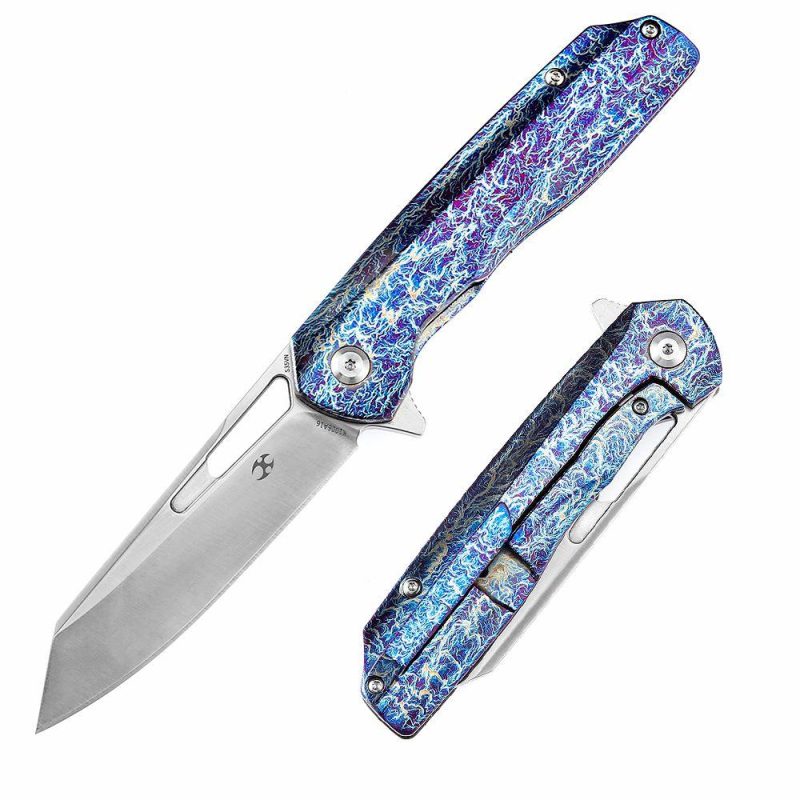 Shard K1006A16 Satin CPM-S35VN Blade Lightning Strike Anodized Titanium Handle With Kim Ning Design | Folding Pocket Knives