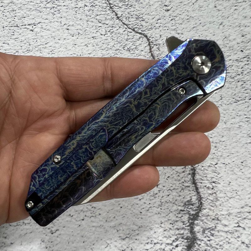 Shard K1006A16 Satin CPM-S35VN Blade Lightning Strike Anodized Titanium Handle With Kim Ning Design | Folding Pocket Knives