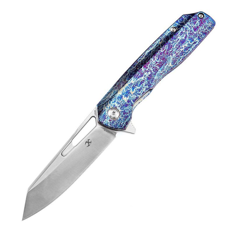 Shard K1006A16 Satin CPM-S35VN Blade Lightning Strike Anodized Titanium Handle With Kim Ning Design | Folding Pocket Knives