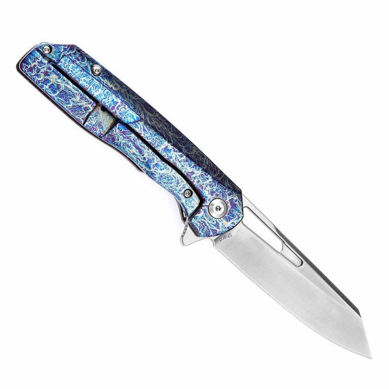 Shard K1006A16 Satin CPM-S35VN Blade Lightning Strike Anodized Titanium Handle With Kim Ning Design | Folding Pocket Knives