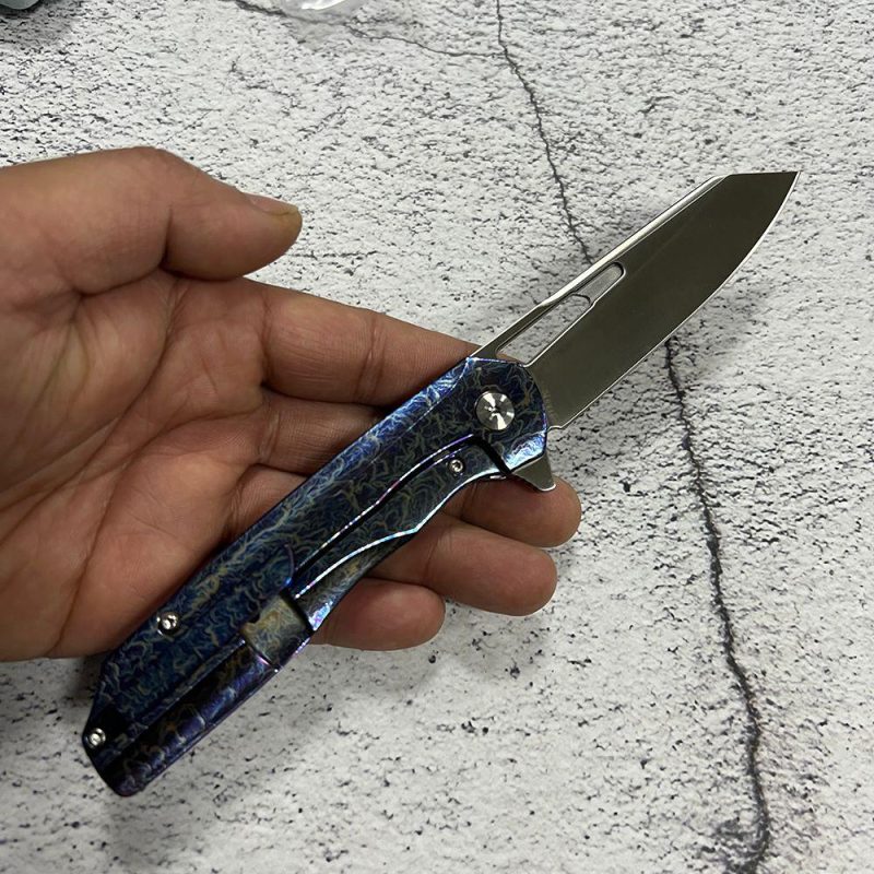 Shard K1006A16 Satin CPM-S35VN Blade Lightning Strike Anodized Titanium Handle With Kim Ning Design | Folding Pocket Knives