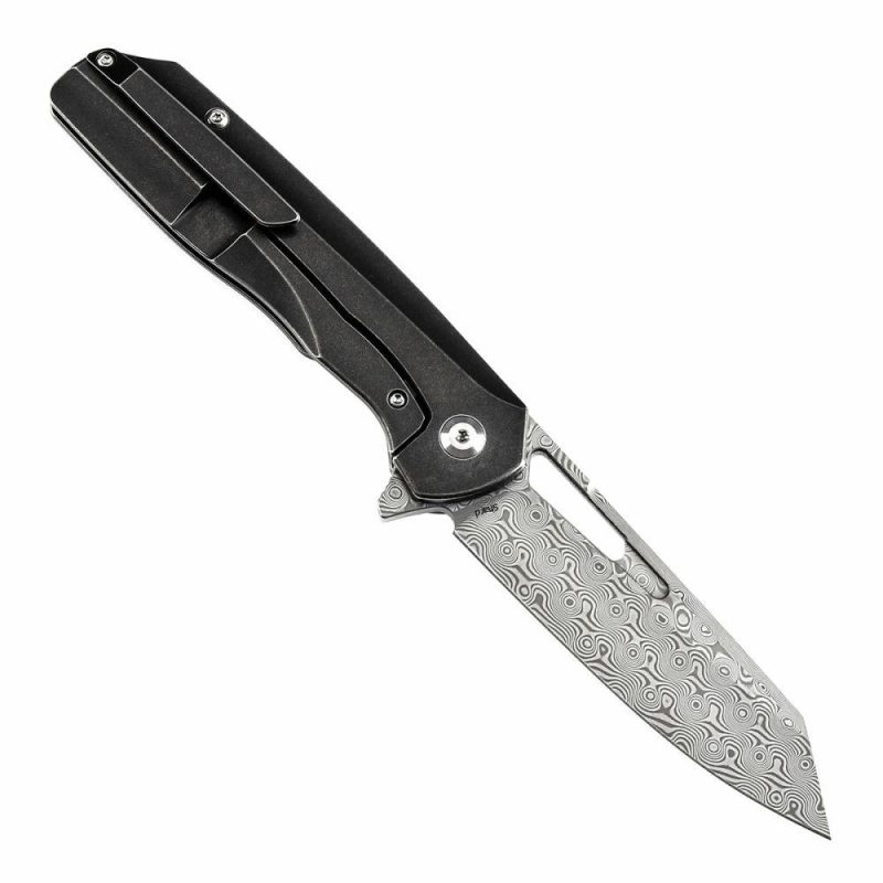 Shard K1006C3 Damascus Blade Black White Nebula Carbon Fiber Handle With Kim Ning Design | Folding Pocket Knives