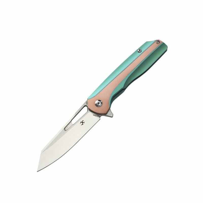 Shard Thumb Hole/Flipper Knife Anodized Copper Handle (3.50” CPM-S35VN Blade)Kim Ning Design-K1006A6 | Folding Pocket Knives