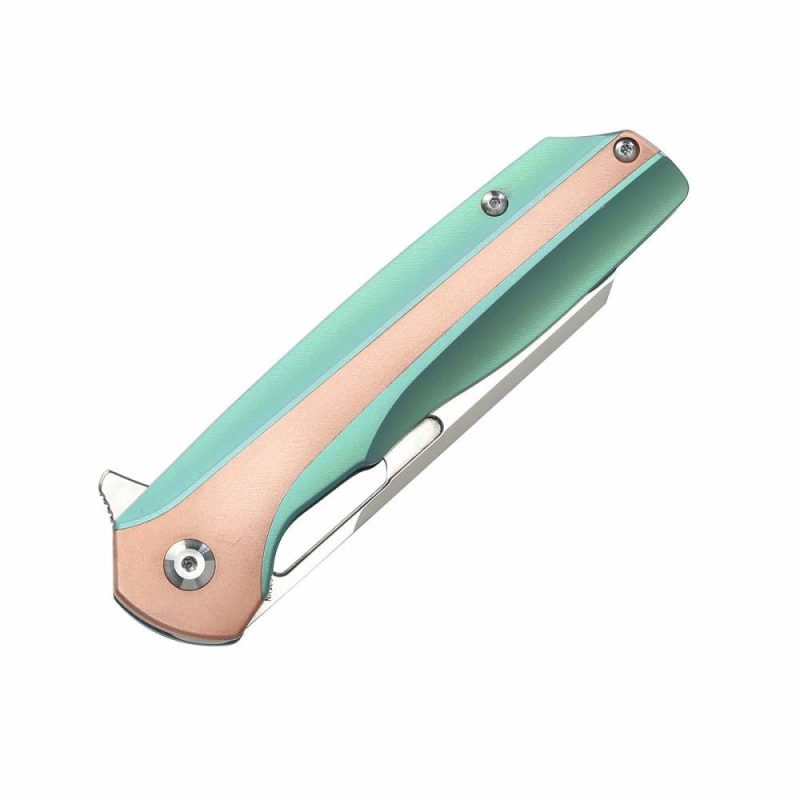 Shard Thumb Hole/Flipper Knife Anodized Copper Handle (3.50” CPM-S35VN Blade)Kim Ning Design-K1006A6 | Folding Pocket Knives