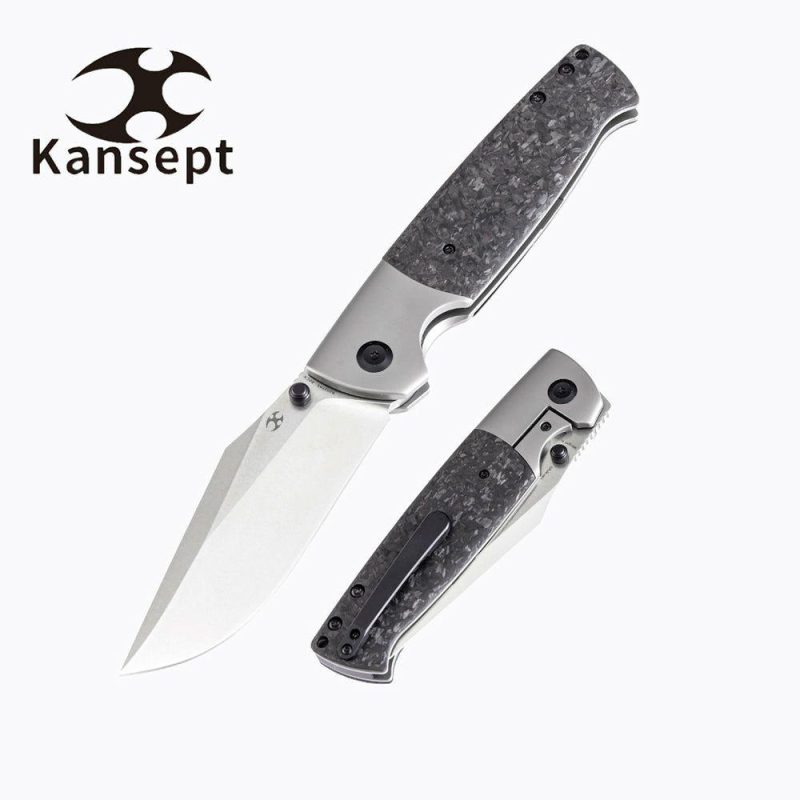 Shikari K1027A1 CPM-20CV Blade Shred Carbon Fiber Handle with Titanium Bolster Morgan Koens Dessign Black | Folding Pocket Knives