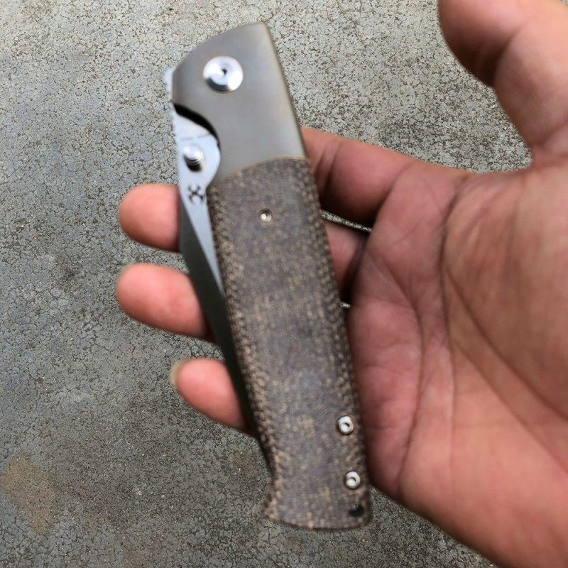 Shikari K1027A2 CPM-20CV Blade Brown Micarta Handle with Titanium Bolster Morgan Koens Dessign Brown | Folding Pocket Knives