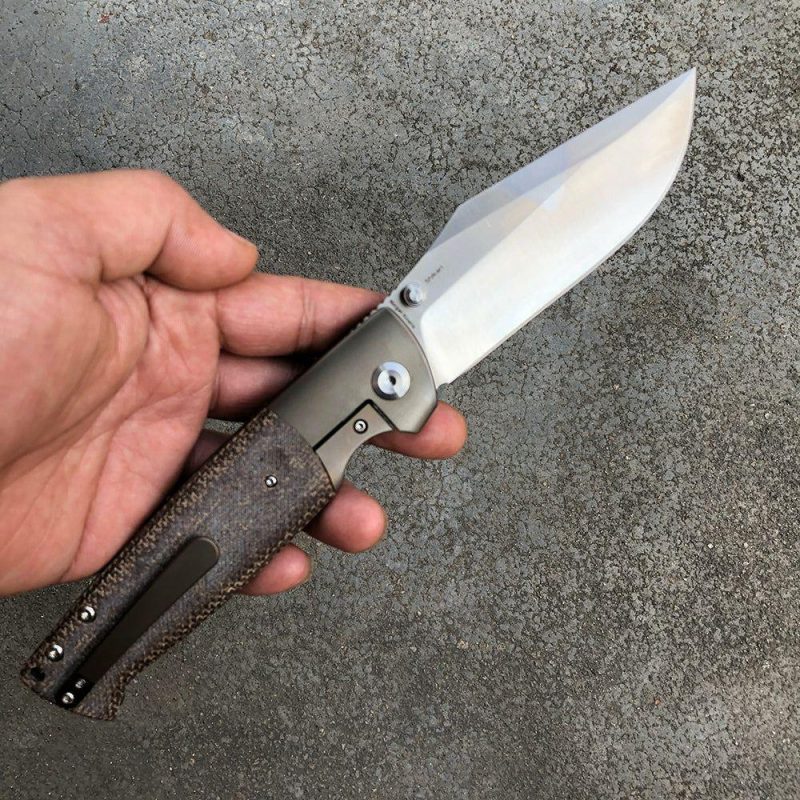 Shikari K1027A2 CPM-20CV Blade Brown Micarta Handle with Titanium Bolster Morgan Koens Dessign Brown | Folding Pocket Knives