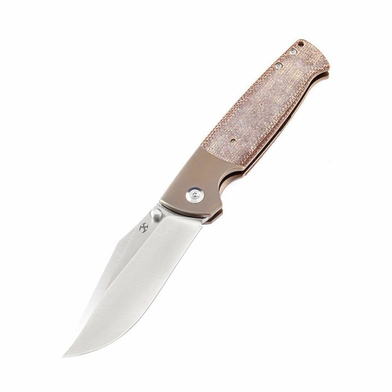 Shikari K1027A2 CPM-20CV Blade Brown Micarta Handle with Titanium Bolster Morgan Koens Dessign Brown | Folding Pocket Knives