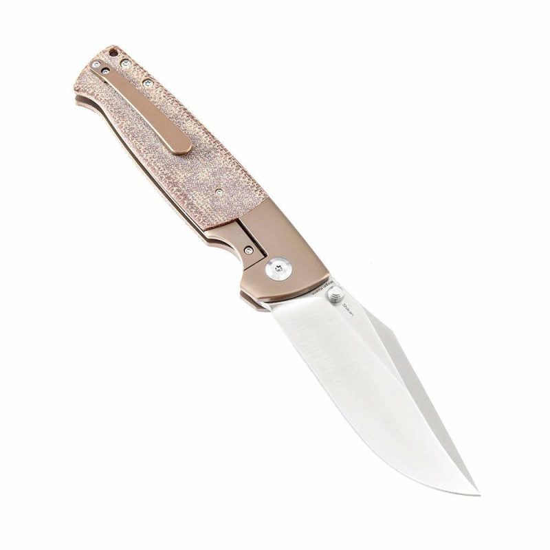 Shikari K1027A2 CPM-20CV Blade Brown Micarta Handle with Titanium Bolster Morgan Koens Dessign Brown | Folding Pocket Knives