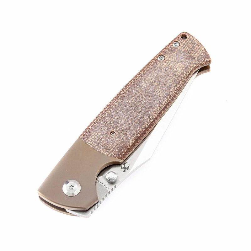 Shikari K1027A2 CPM-20CV Blade Brown Micarta Handle with Titanium Bolster Morgan Koens Dessign Brown | Folding Pocket Knives