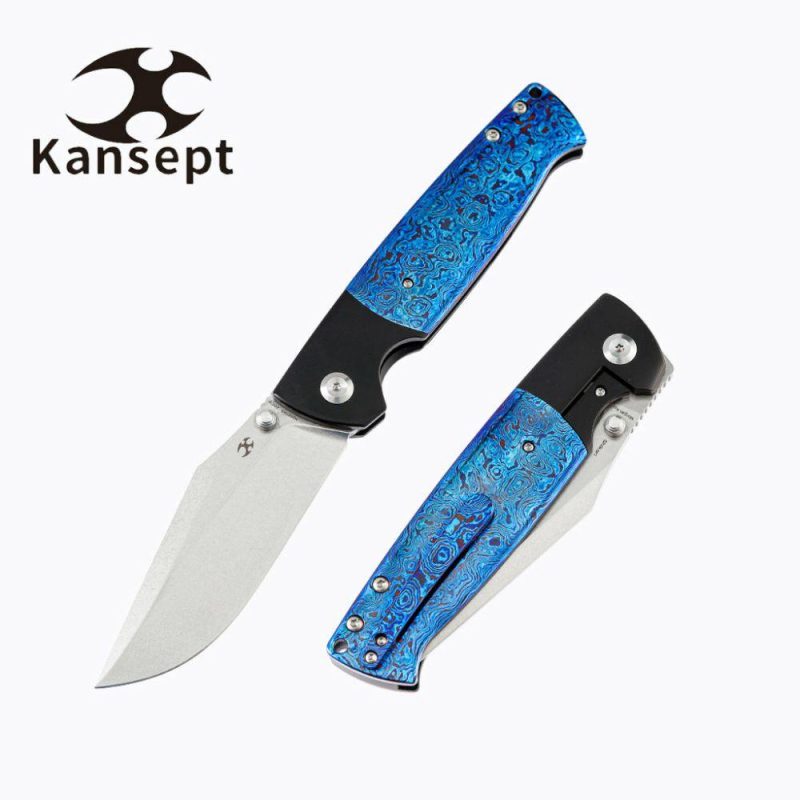 Shikari K1027A5 CPM-20CV Blade Black Anodized Titanium + Timascus +timascus clip Handle with Morgan KoensDessign | Folding Pocket Knives