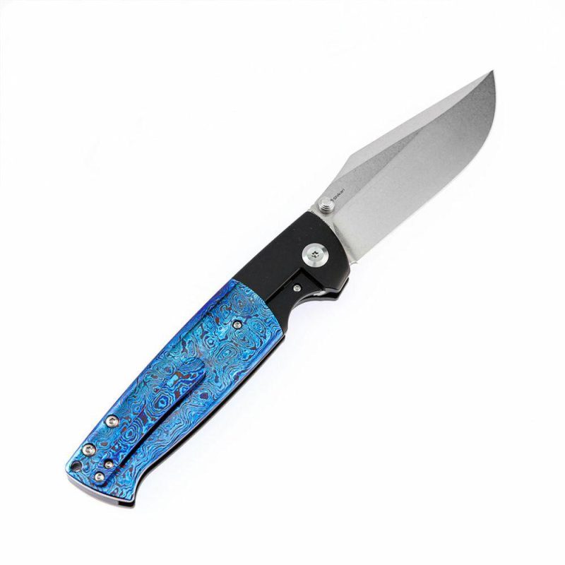 Shikari K1027A5 CPM-20CV Blade Black Anodized Titanium + Timascus +timascus clip Handle with Morgan KoensDessign | Folding Pocket Knives