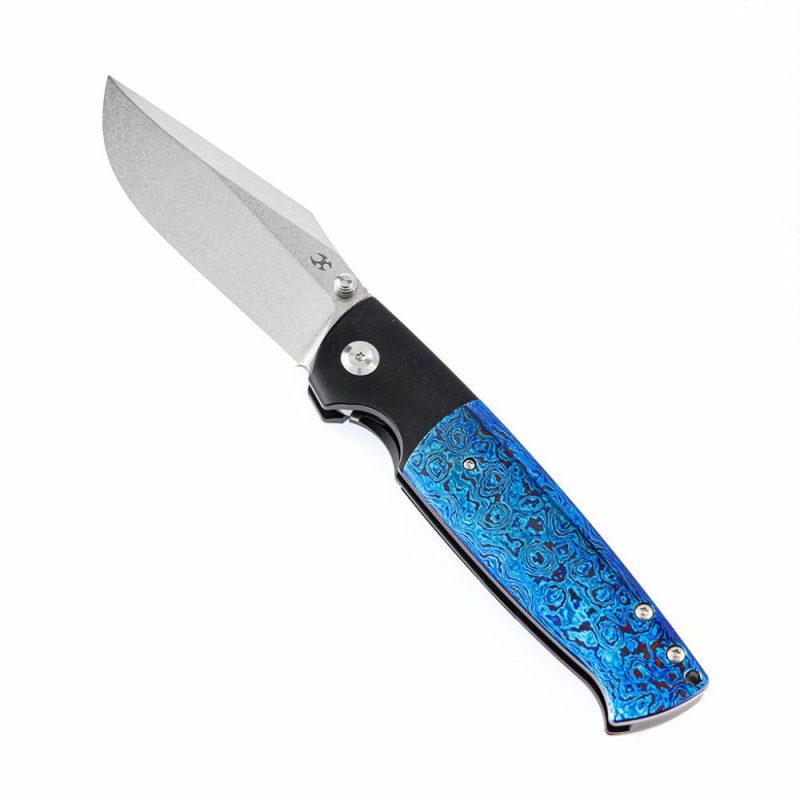 Shikari K1027A5 CPM-20CV Blade Black Anodized Titanium + Timascus +timascus clip Handle with Morgan KoensDessign | Folding Pocket Knives