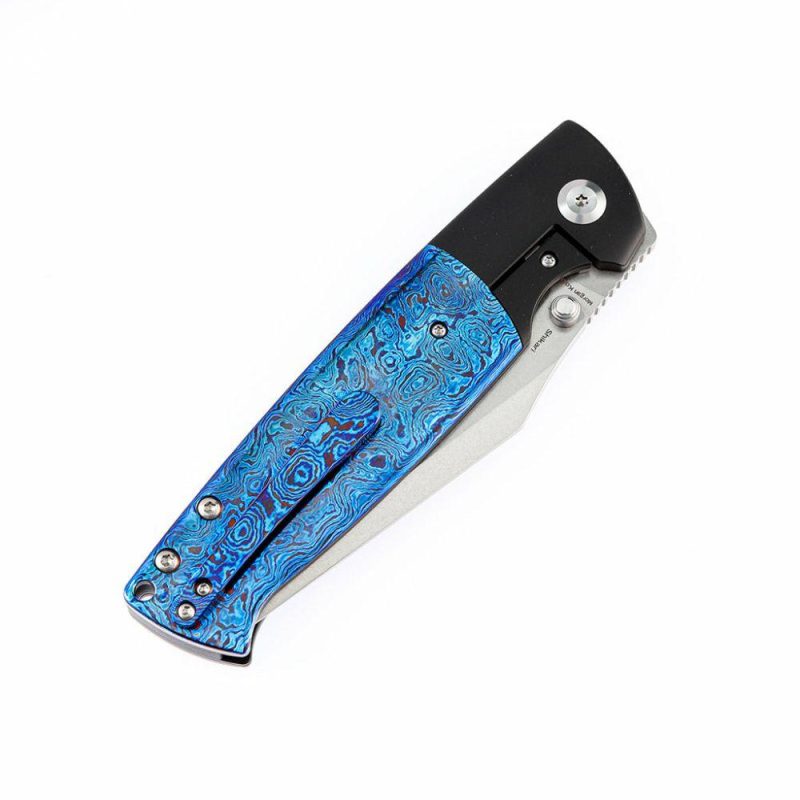 Shikari K1027A5 CPM-20CV Blade Black Anodized Titanium + Timascus +timascus clip Handle with Morgan KoensDessign | Folding Pocket Knives