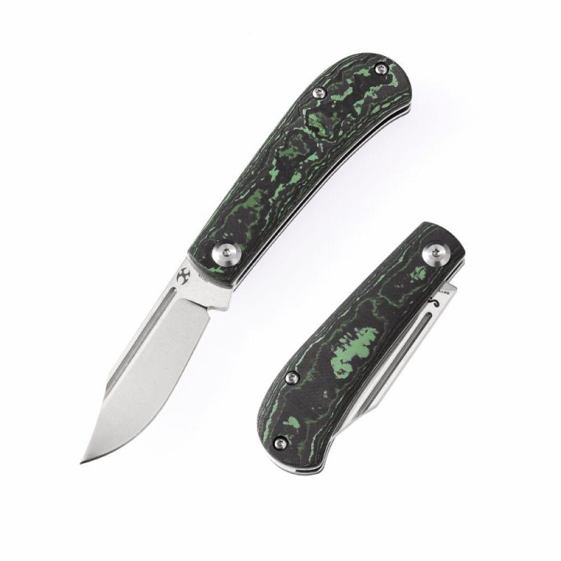 Slip Joint Lock Knife Jungle Wear Carbon Fiber Handle (2.9” CPM-S35VN Blade) Nick Swan Design-K2026S4 Green | Folding Pocket Knives