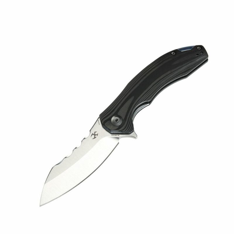 Spirit Flipper Knife Carbon Fiber Handle (3.50" CPM S35VN Blade) Kim Ning Design-K1002A8 Black | Folding Pocket Knives