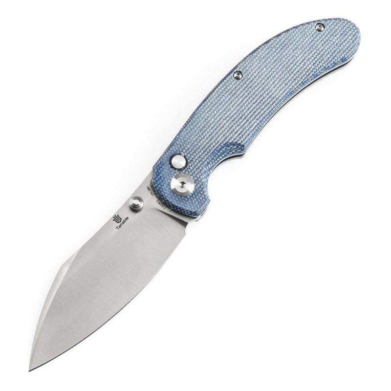 Tenable Nesstreet Folding Knife Blue Micarta Handle(3.58” Satin 14C28N Blade)Karambit Maker Design-T1039F5 Blue | Folding Pocket Knives