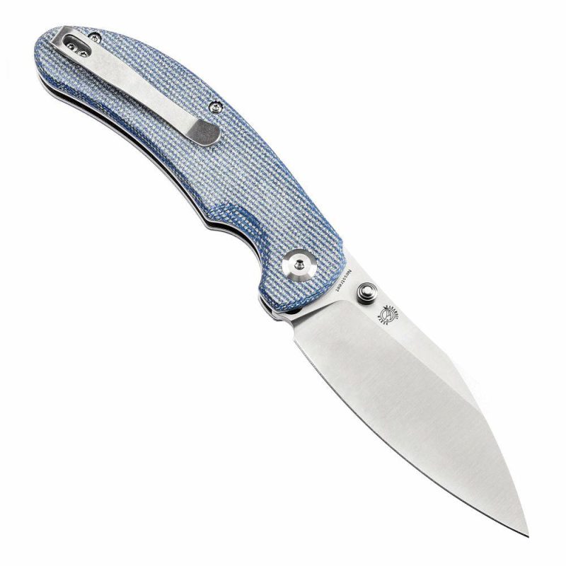 Tenable Nesstreet Folding Knife Blue Micarta Handle(3.58” Satin 14C28N Blade)Karambit Maker Design-T1039F5 Blue | Folding Pocket Knives