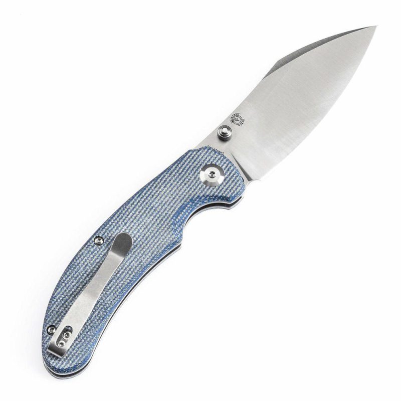 Tenable Nesstreet Folding Knife Blue Micarta Handle(3.58” Satin 14C28N Blade)Karambit Maker Design-T1039F5 Blue | Folding Pocket Knives