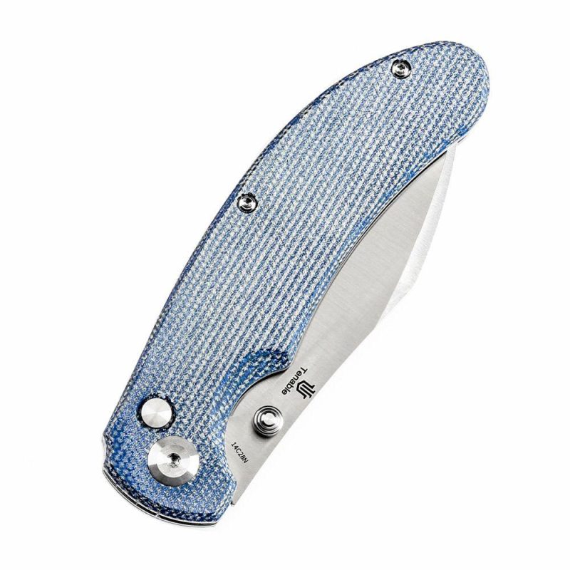 Tenable Nesstreet Folding Knife Blue Micarta Handle(3.58” Satin 14C28N Blade)Karambit Maker Design-T1039F5 Blue | Folding Pocket Knives