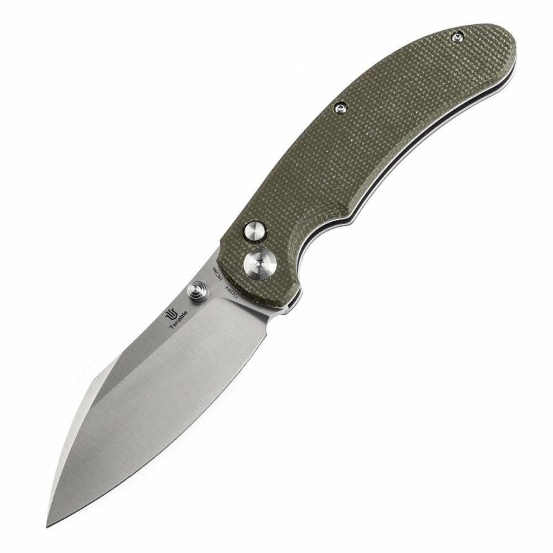 Tenable Nesstreet Folding Knife Green Micarta Handle(3.58” Satin 14C28N Blade)Karambit Maker Design-T1039F4 Green | Folding Pocket Knives