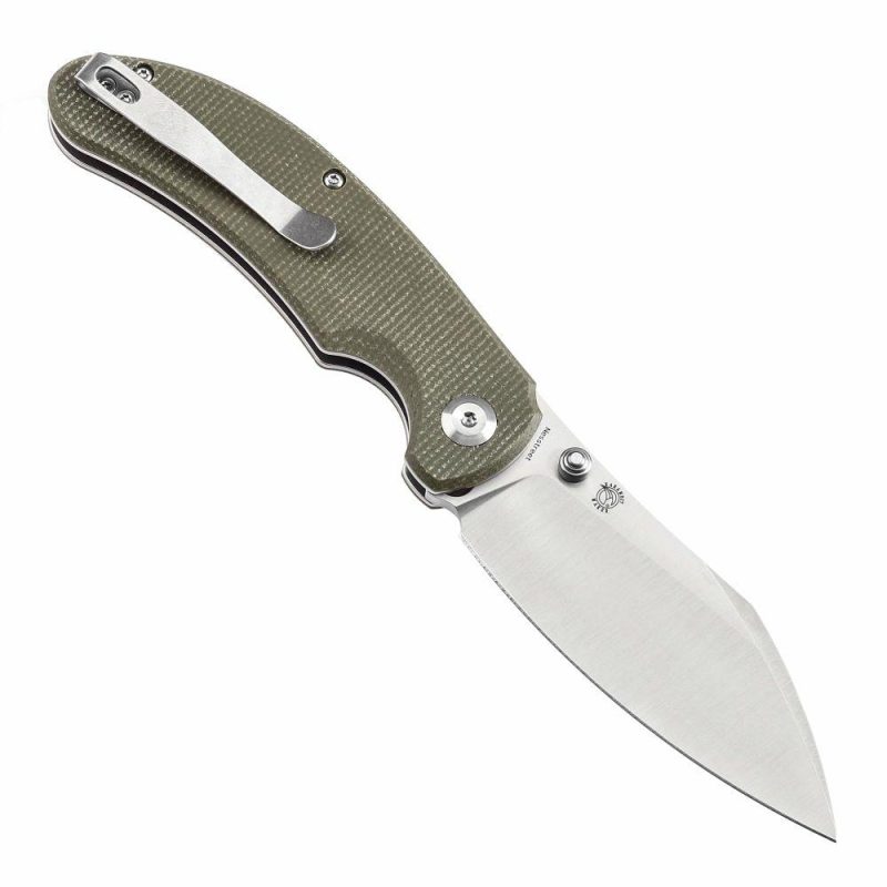 Tenable Nesstreet Folding Knife Green Micarta Handle(3.58” Satin 14C28N Blade)Karambit Maker Design-T1039F4 Green | Folding Pocket Knives