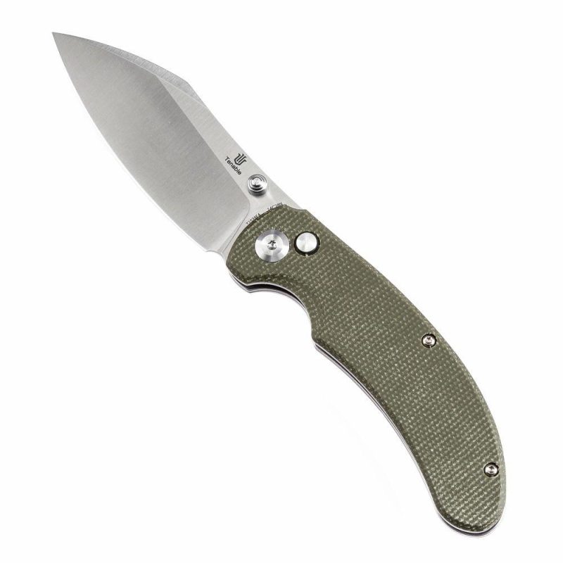 Tenable Nesstreet Folding Knife Green Micarta Handle(3.58” Satin 14C28N Blade)Karambit Maker Design-T1039F4 Green | Folding Pocket Knives