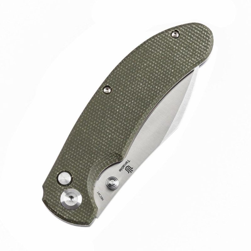 Tenable Nesstreet Folding Knife Green Micarta Handle(3.58” Satin 14C28N Blade)Karambit Maker Design-T1039F4 Green | Folding Pocket Knives