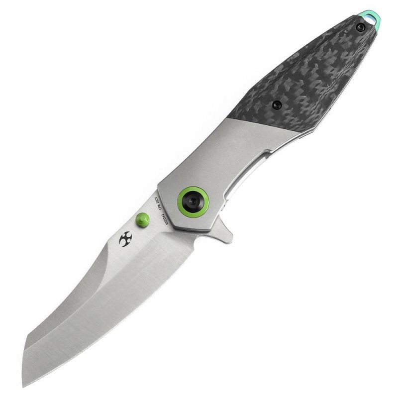 Thumb Stub Mistaken Titanium and Twill Carbon Fiber (3.15" CPM 20CV) Jonathan Styles Design- K1053A2 Black Plain | Folding Pocket Knives