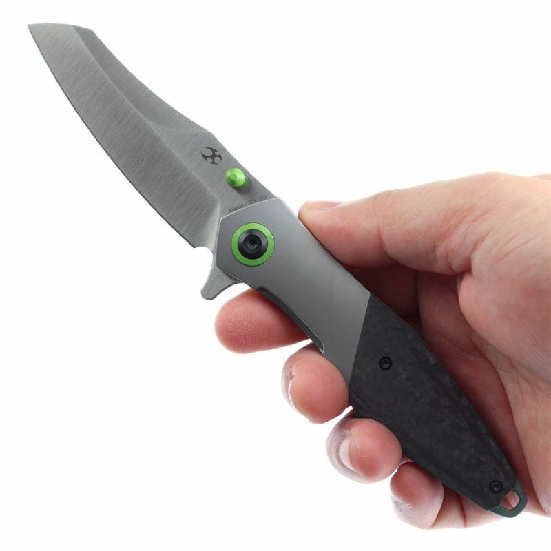 Thumb Stub Mistaken Titanium and Twill Carbon Fiber (3.15" CPM 20CV) Jonathan Styles Design- K1053A2 Black Plain | Folding Pocket Knives