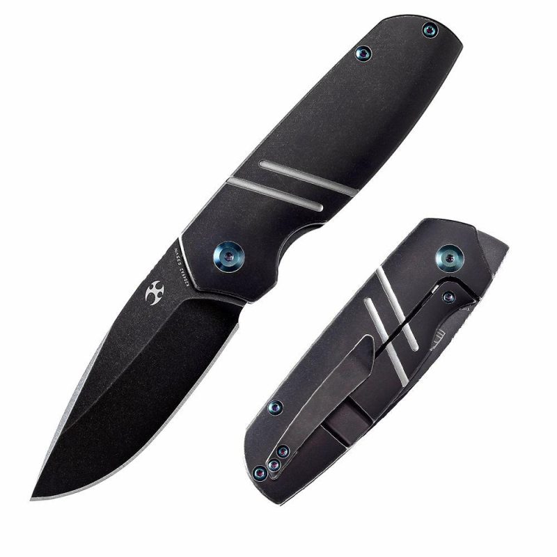 Turaco K2049A2 Black Stonewashed CPM-S5VN Blade Black Stonewashed Titanium Handle Jared Price Design Black | Folding Pocket Knives