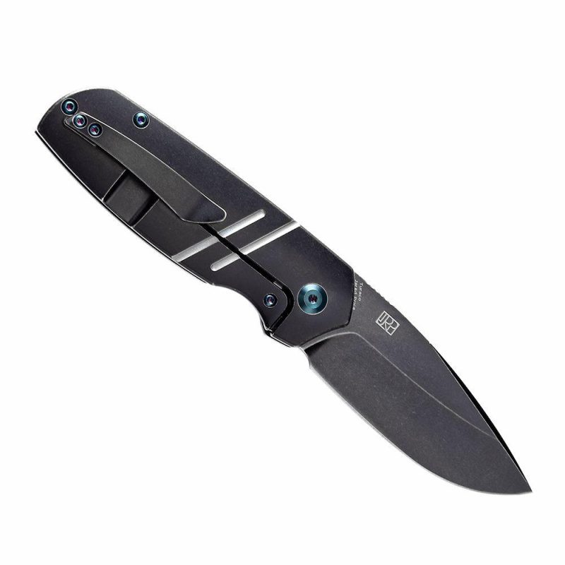 Turaco K2049A2 Black Stonewashed CPM-S5VN Blade Black Stonewashed Titanium Handle Jared Price Design Black | Folding Pocket Knives