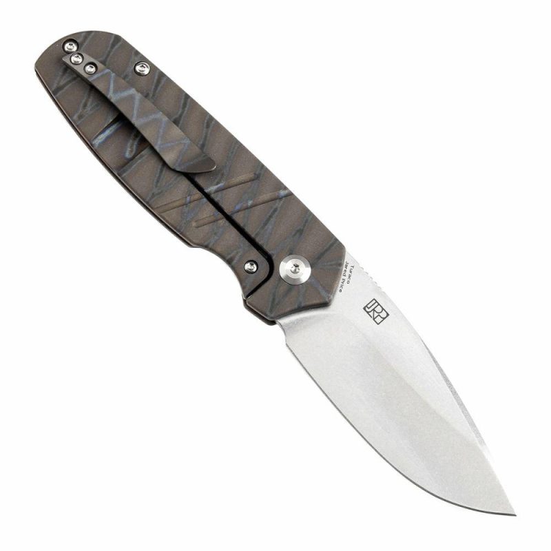 Turaco K2049A4 Stonewashed CPM-S35VN Blade Tiger Stripe Flamed Titanium Handle Jared Price Design Gray | Folding Pocket Knives