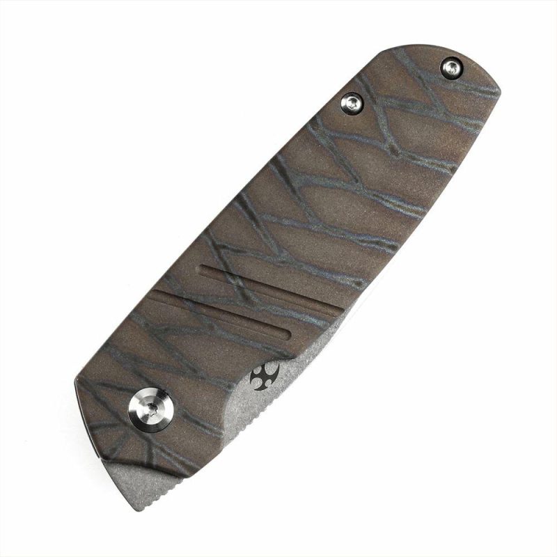 Turaco K2049A4 Stonewashed CPM-S35VN Blade Tiger Stripe Flamed Titanium Handle Jared Price Design Gray | Folding Pocket Knives