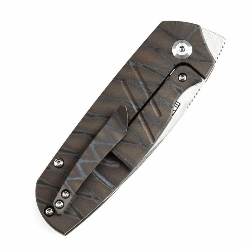 Turaco K2049A4 Stonewashed CPM-S35VN Blade Tiger Stripe Flamed Titanium Handle Jared Price Design Gray | Folding Pocket Knives