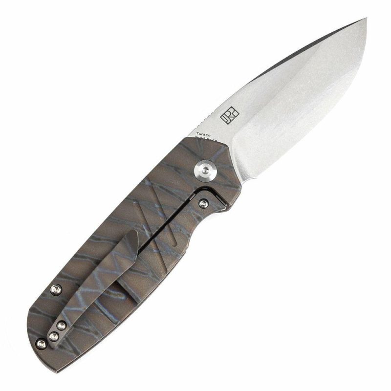 Turaco K2049A4 Stonewashed CPM-S35VN Blade Tiger Stripe Flamed Titanium Handle Jared Price Design Gray | Folding Pocket Knives