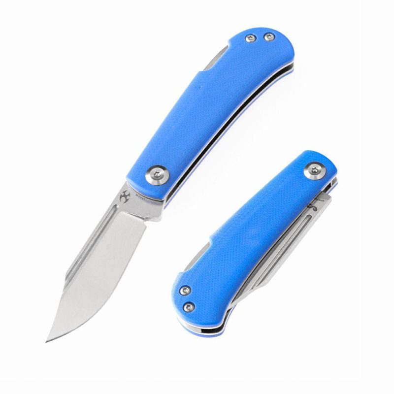 Wedge Back Lock Knife Blue G10 Handle (2.45” 154CM Blade) Nick Swan Design-T2026B7 Blue | Folding Pocket Knives