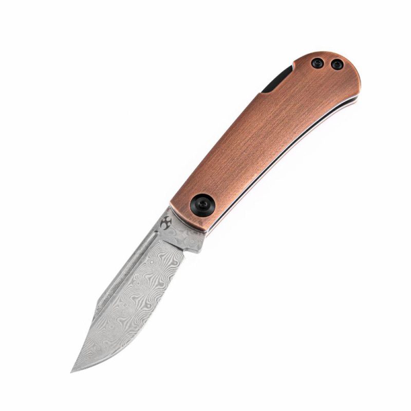 Wedge Back Lock Knife Red Copper Handle (2.9” Damascus Blade) Nick Swan Design-K2026BC1 Copper | Folding Pocket Knives