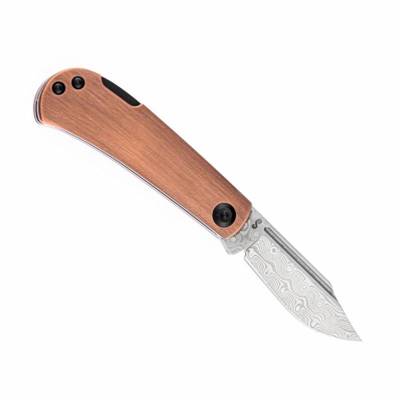 Wedge Back Lock Knife Red Copper Handle (2.9” Damascus Blade) Nick Swan Design-K2026BC1 Copper | Folding Pocket Knives