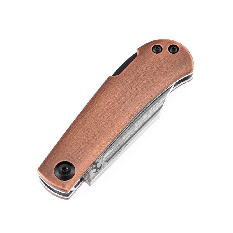 Wedge Back Lock Knife Red Copper Handle (2.9” Damascus Blade) Nick Swan Design-K2026BC1 Copper | Folding Pocket Knives