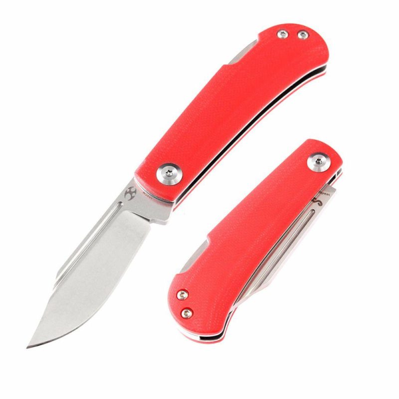 Wedge Back Lock Knife Red G10 Handle (2.45” 154CM Blade) Nick Swan Design-T2026B2 Red | Folding Pocket Knives