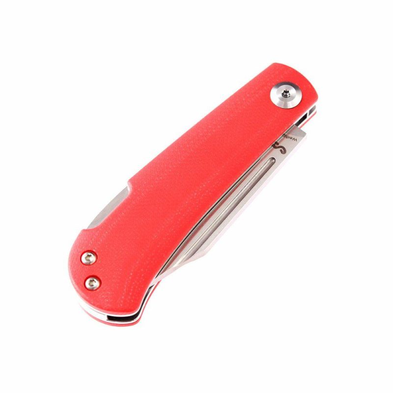 Wedge Back Lock Knife Red G10 Handle (2.45” 154CM Blade) Nick Swan Design-T2026B2 Red | Folding Pocket Knives