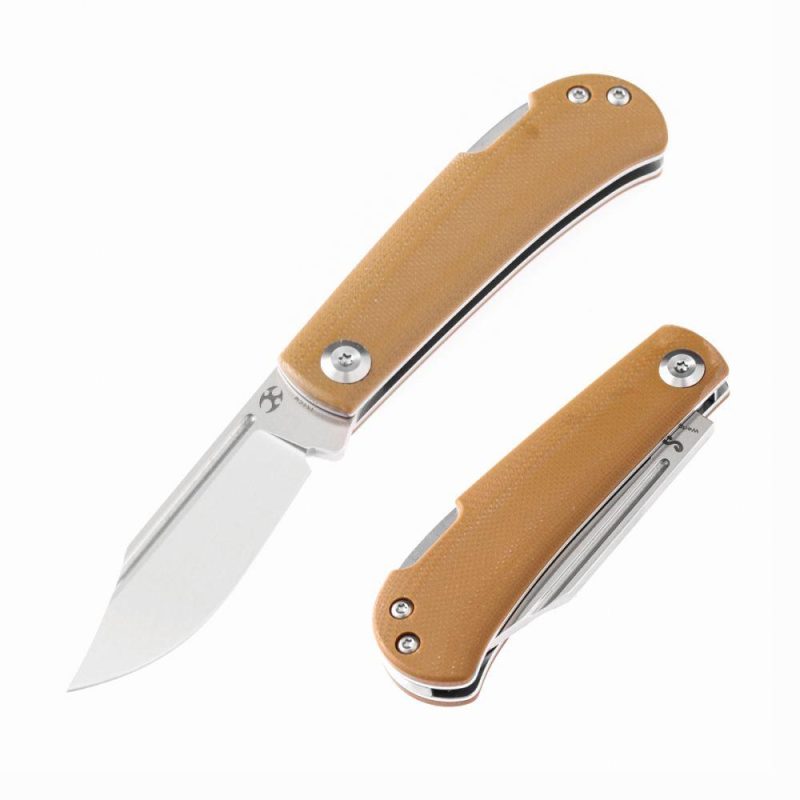 Wedge Back Lock Knife Yellowish-Brown G10 Handle (2.45” 154CM Blade) Nick Swan Design-T2026B9 Yellowish-Brown | Folding Pocket Knives