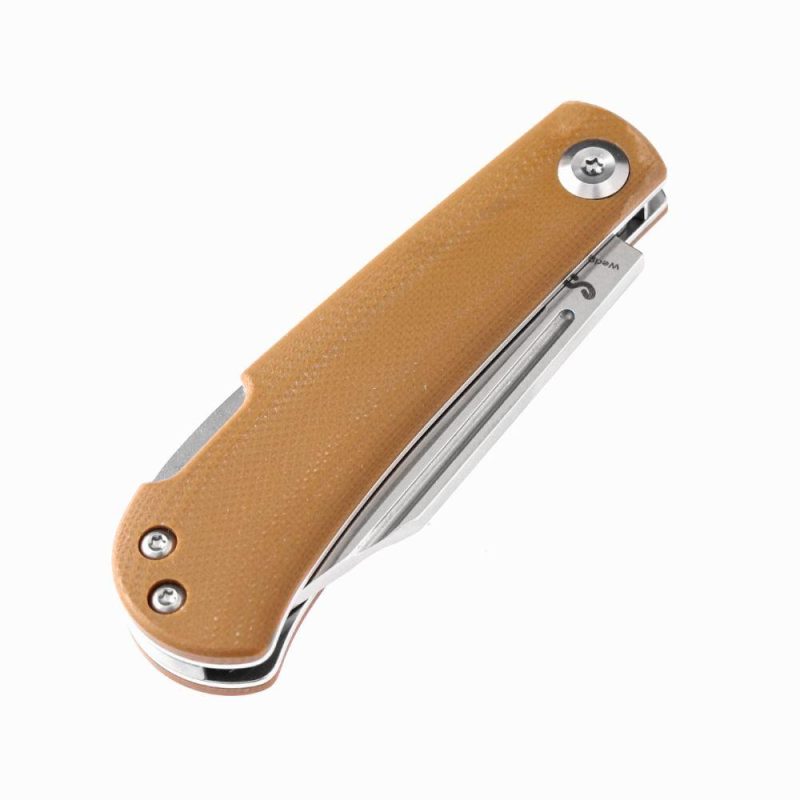 Wedge Back Lock Knife Yellowish-Brown G10 Handle (2.45” 154CM Blade) Nick Swan Design-T2026B9 Yellowish-Brown | Folding Pocket Knives