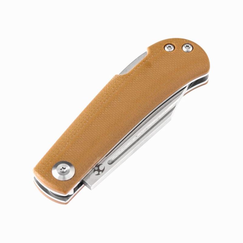 Wedge Back Lock Knife Yellowish-Brown G10 Handle (2.45” 154CM Blade) Nick Swan Design-T2026B9 Yellowish-Brown | Folding Pocket Knives